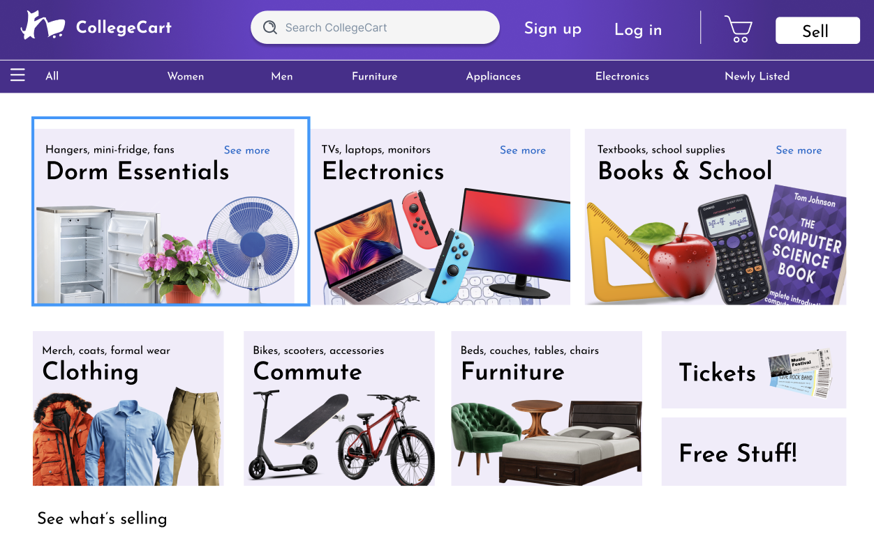 CollegeCart Interface